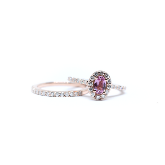 14K Gold Pink Sapphire Diamond Ring