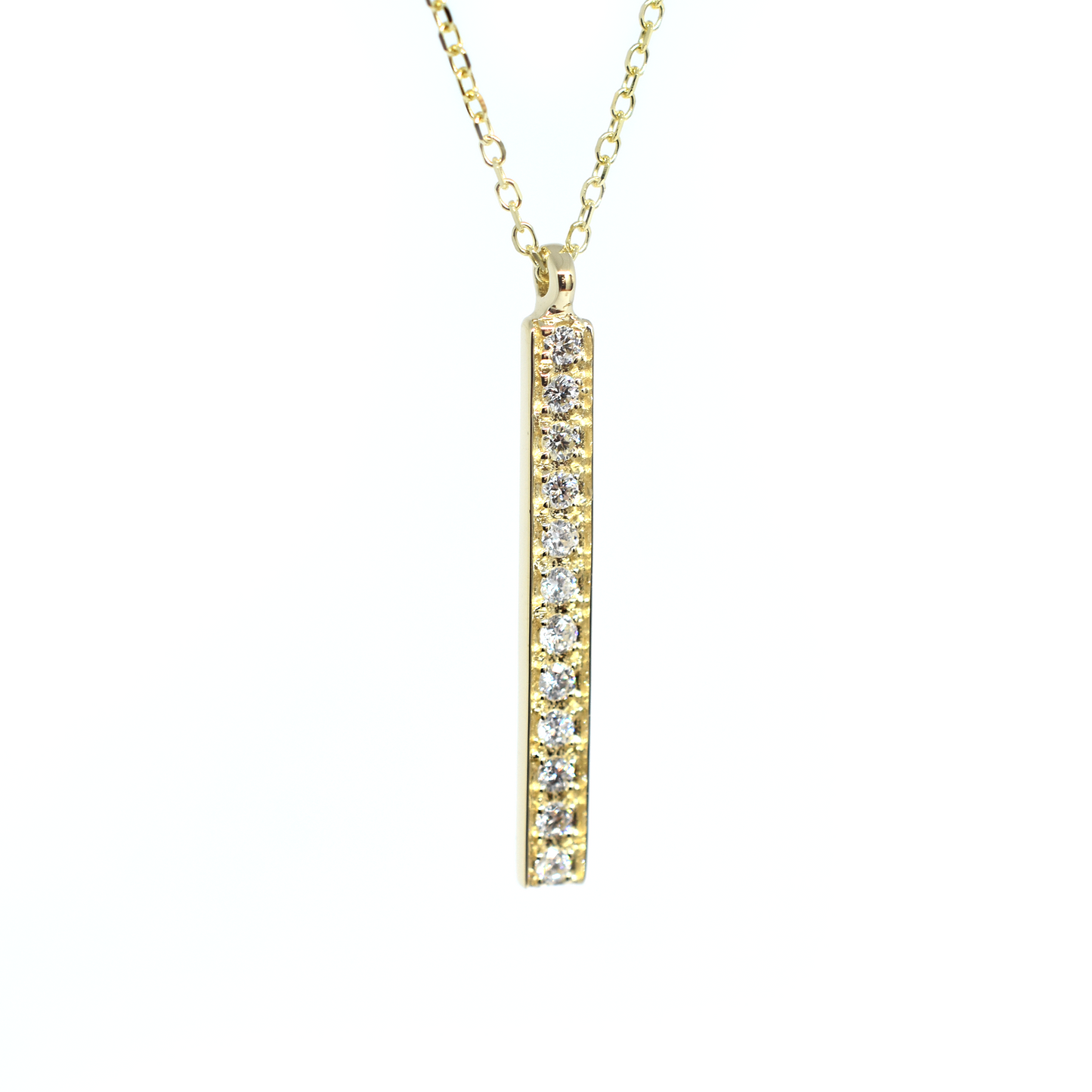 14k Horizontal Diamond Bar Necklace