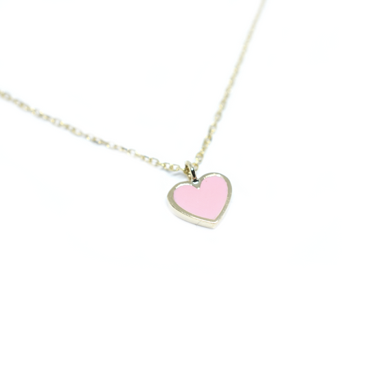 pink handmade enamel heart necklace