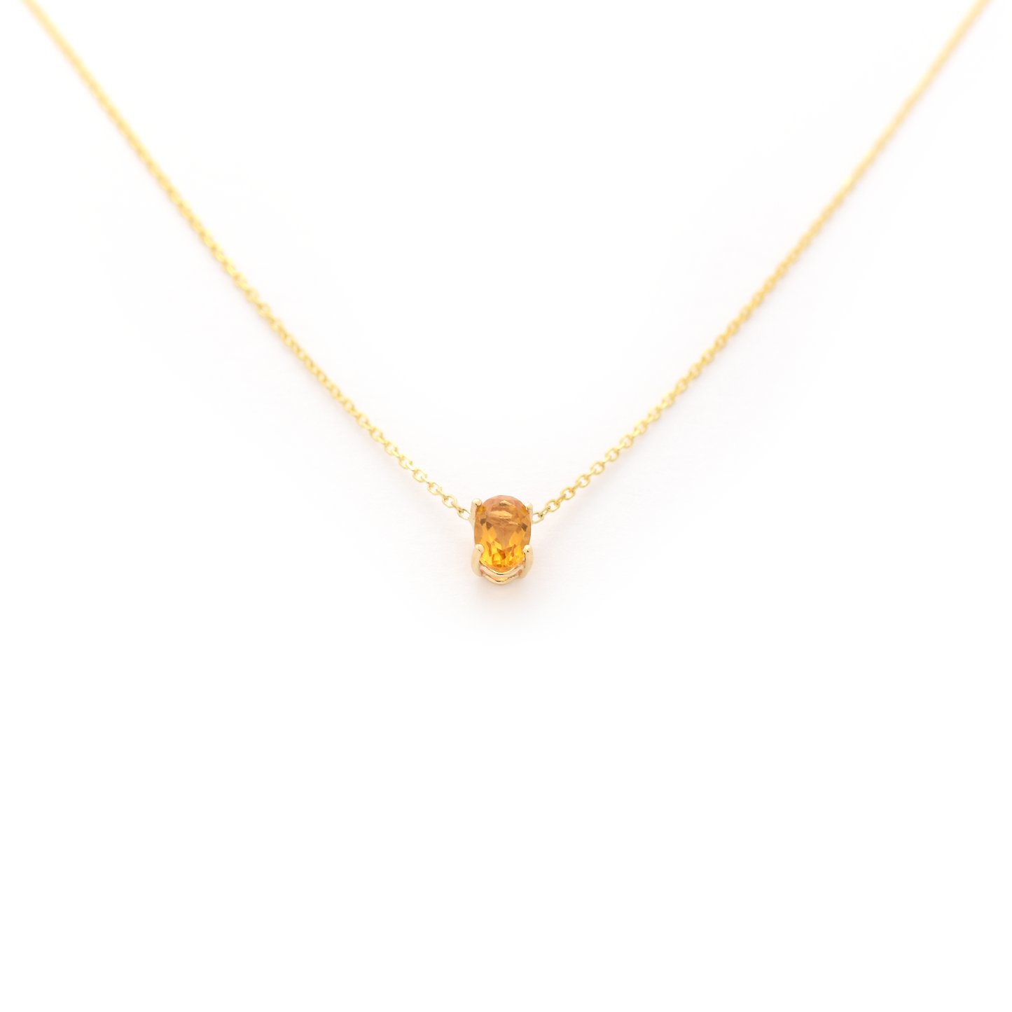 Yellow Topaz Oval Necklace